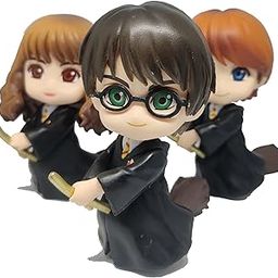Tinion|| Harry Potter 3pc Set with Broom Action Figure Special Edition Action Figure for Car Dashboard, Decoration, Cake, Office Desk & Study Table (Pack of 3) (Height-8 cm)-2