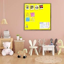 ArtzFolio Yellows Family Yellow Colour | Bulletin Board Notice Pin Board | Vision Soft Board Combo with Thumb Push Pins & Sticky Notes | Antique Golden Frame | 16 x 16 inch (41 x 41 cms)-image-22