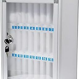 Cell Phone Locker 24 Slots Metal Mobile Phone Storage Box Cell Phone Storage Cabinet with Lock Storage Placement Box (Color: Silver, Size: H38xW28.5xL19.8cm)-24