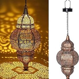 Bellforge Global 1 Pcs Hanging Lights, Outdoor Decor, Waterproof Metal Moroccan Lantern for Outside Patio Pathway Yard Front Porch Backyard Garden Decorative.-picture-15