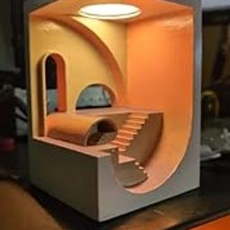 Beoals Modern Architectural LED Night Light, Minimalist Design Table Lamp, Orange Interior-14