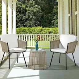OUTAREA Braided & Rope 2 Seater Chairs and 1 Table Set for Garden, Patio, Coffee Table Set, Outdoor, Balcony, Furniture with 1 Table and 2 Chairs Set (Cream)-image-55