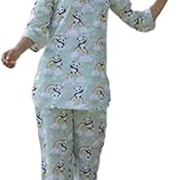Women's Panda Print Cord Set, 3/4 Sleeve Top with Full-Length Bottoms, Rainbow Cloud Pattern-image-0