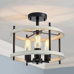 AGV Lighting Semi Flush Mount Ceiling Light, 3 Light Farmhouse Ceiling Light-picture-13