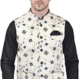 PRINT CULTR Men's Printed Cotton Sleeveless Nehru/Modi jacket/Sadri/Waistcoat/Bundi Jacket/Jacket - For Festive/Wedding/Party | (PCN32)-19