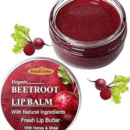 Vedimatic Khadi Herbal Beetroot Tinted Lip Balm for Men and Women with SPF 20+ for Dark Lips to Lighten For Dry, Chapped and Dark Lips/ 10gms (Pack of 1, Natural Beetroot)-36