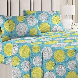 BSB HOME 3D Printed 144 TC Microfiber Double Bedsheet with 2 King Size Pillow Covers (Maroon, White and Yellow Checks, 90X90 Inches)-12