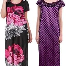 New Satin Designcolor Nightdress Nighty for Women & Girls- Pack of 2-image-62