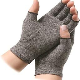 Sira Copper Compression Open Finger Hand Gloves Arthritis Swelling Pain Relief, Rheumatoid, Osteoarthritis, Tingling or Numbness, Muscles, Palm & Finger Joint Pain Relief, (L)-26