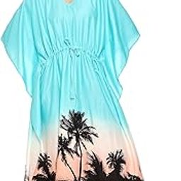 Tarquise Beach Design Printed Rayon Kaftan-picture-43