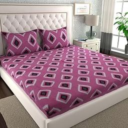 ABHACLOTHO 144 TC 100% Cotton Double Bed Size/Queen Size Bed Printed Flat Bedsheet with 2 Pillow Covers, (Pack of 1), Popularly Known as (90x100) Bed Sheet Double Bed Cotton-image-87