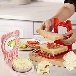 Sandwich Cutter Sealer (Set of 2 Round and Sqaure) Sandwich Cutter Shapes for Kids Pocket Square Sandwich Molds Cutter and Sealer Uncrustable Sandwich Cutter for Kids Pocket Sealer-image-5
