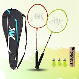 KNK Aluminium Badminton Racket 2 Pieces with Nylon Shuttles with Full-Cover Set (Set 2 Shuttle 3PC with Cover)-0