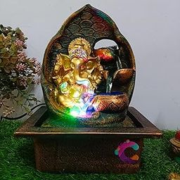 Craftisan™ Decorative Water Fountain for Home Décor, Office, Indoor & Outdoor, Garden, Puja Room, Vaastu, Reception, Spa, Gifting. (Golden Gufa Ganesha C - 055)-image-78