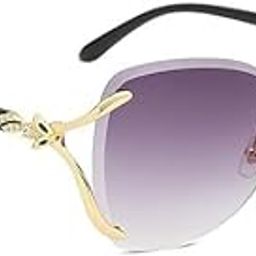 Designer Fashionable Sunglasses for Women Rimless Diamond Stone Trendy, Stylish Sunglasses UV400 Protective for Driving Shades Premium Gift Item-image-15