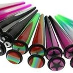 CALANDIS™ 4x5 Pair Assorted Color Taper Double O-ring Cheater Illusion Ear Plug 1mm(18G) | Body Piercing Jewelry | Body Jewelry | Fashion Jewelry-0