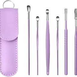 6 Pcs Ear Pick Earwax Removal Kit, Ear Cleansing Tool Set, Ear Curette Cleaner, 360° Spiral Design Ear Canal Cleaner Stainless Steel with Storage Box Portable Kit for Home and Travel (Purple) (PURPLE EARPICKER SET)-image-87