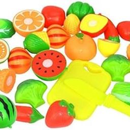 KHAMOSH TRADERS® Realistic Sliceable Vegetables and Fruits Cutting Play Toy Set, Cut in 2 Parts Fruits Kitchen Cutting-Board for Kids (12 pcs Fruit Set)-image-35