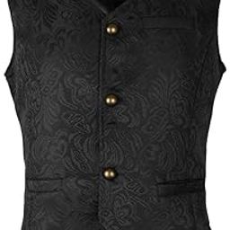 Men's Medieval Jacquard Waistcoat Steampunk Slim Fit Dress Vest XXXL Black Clothing, Shoes & Accessories | Mens Clothing | Coats & Jackets-image-36