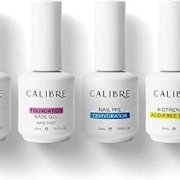 STARTIPS Calibre Professional Nail Care Kit 4-Piece Set with Top Coat Base Gel Primer and Dehydrator 15mL Each-1