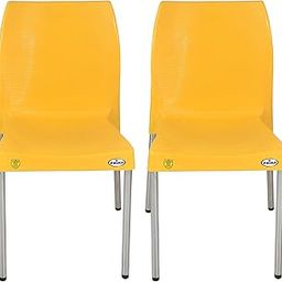 Prima Plastic Chair for Living Room | Set of 2 | Chair for Home, Living Room, Cafeteria, Outdoor | Stackable Chair Without Arm | 100% Virgin Plastic | Chair Nova (Yellow Colour)-11