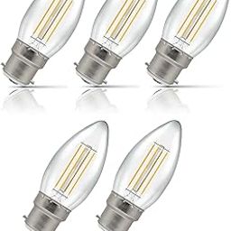 OLIPS Vintage Edison LED Filament Decorative Candel Bulb (4 Watt) B22 Screw Holder Base, Clear Glass, Natural White (PACK OF 5)-image-23