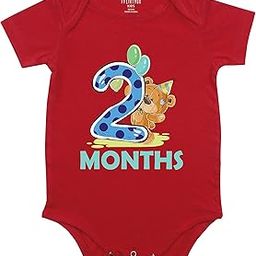 Fflirtygo Baby Wear Cotton Rompers Half Sleeves/Infants Jumpsuit/Body Suit Romper for Boys and Girls 2 Months Milestone Printed on Red-image-35