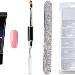 Pink Poly Nail Gel Nail Spatula, Buffer And 100 Pcs Fake Nails Acrylic Gel Full Poly Nail Gel Extension Set-image-80