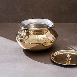 P-TAL Brass Patili with Lid and Handles for Cooking Teflon Free Degchi 3L Brass Biryani Handi for Cooking Ptal Brass Utensils for Your Kitchen (Free 30ml Copper & Brass Cleaning Solution)-image-15