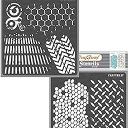 CrafTreat Diamond Stencil - Distressed Patterns and Diamond Hive Stencil (2Pcs) - Size: 6x6 Inches - Pattern Work Stencils - Stencil Pattern for Fabric - Pattern Stencils for Art and Design-18