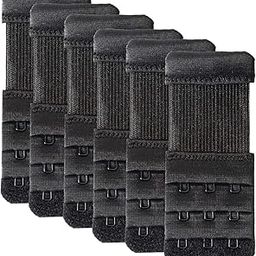 6 Pieces Women's Bra Extenders 3 Hook Elastic Bra Extension Strap (6 PCS Black, 3 Hook 1/2 inch(1.3cm))-52