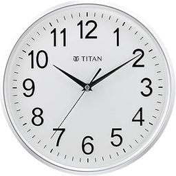 Titan Contemporary Wall Clock with Silent Sweep Technology - 30 Cm X 30 Cm (Medium)(Plastic) - Analog, Silver-15