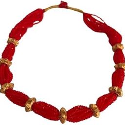 Traditional Nepali Red hydro pote small naugedi, Beaded Necklace with Golden Spacers, Traditional Design, Elegant Statement Piece-image-64