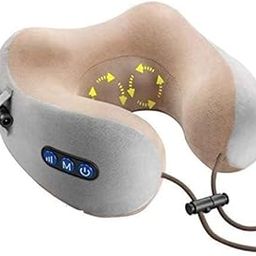 Acupression Travel Neck Pillow Electric Neck Massager Memory Foam Pillow for Cervical Pain Relief with 3 Massage Mode/Rechargeable,Wireless Neck Pillow for Air Travel,Car,Home,Office,Gift-picture-40
