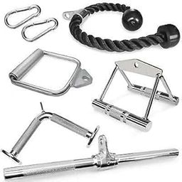 MTU ONLLINE STORE GYM Combo of Total D Handle/Triceps Rope/V Shaped Handle/Triceps' Press Down Bar, and Seated Rowing Chinning Bar with Safty Lock/S Lock Gym Machine Cable Attachment-12