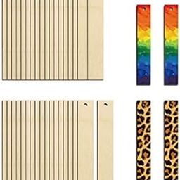 Cliths 50 Pcs Rectangular Wood Earring Blanks for Jewelry Making - Unfinished Pine MDF, Lightweight DIY Craft for Women - 2.5x0.4 Inch-0