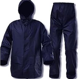 Men's Raincoat with Hood | Water Fighter-Raincoat for Men/Women | Waterproof Pant and Carrying Pouch-Black & Blue-picture-56