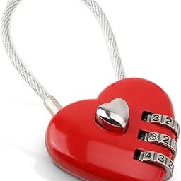 Combination Lock, 3 Digit Cute Love Padlock Mini Outdoor Combo Gate Lock Travel Luggage Locks Heart Shape Love Lock for Gym Locker, Extracurricular Locker, Home(red)-23