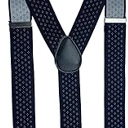 calixto Men’s Adjustable Elastic Suspenders with Stylish Diamond Dot Pattern – Classic Y-Back Braces with Strong Metal Clips – Durable Stretch Fabric for Wedding, Business, Formal (Navy Blue with White Dots)-picture-17