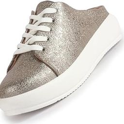Women Back Open Glitter Mule Sneakers with Lace-Up Front | White Platform Sole Slip On Shoe | Memory Cushioned Insole-9