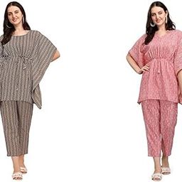 Ethnic Kaftan Co Ord Pant Set | Casual Wear Kaftan Pant & Top Set | Fancy Kaftan Top & Pant Set | | Women Top & Pant (Pack of 2)-image-81