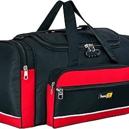 Polyester 80 Ltrs Without Wheel Travel Duffel Bag for Men Women (BlackRed)-image-9
