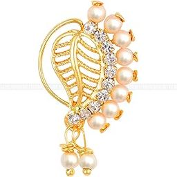 Vighnaharta Gold Plated Mayur design with Pearls AD Stone Alloy Maharashtrian Nath Nathiya./ Nose Pin valentine day gift valentineday gift for her gift for him gift for women gift for women VFJ1019NTH-Press-image-37