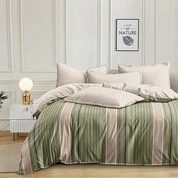 D IMPORTS Reversible Comforter & Quilt Set for doublebed with 1 bedsheet with 2 cordinated Pillow Covers, 4 Pieces Bedding Set 100x100 inches, Special Book fold Packing (Olive & Beige Combo)-image-21