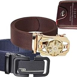 Men’s Formal/Causal Automatic Push Lock Nylon Woven Belt Combo Set of 2for Men RA105-image-32