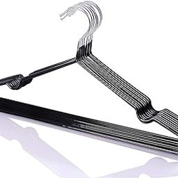 Vastra Metal Hangers Non-Slip Suit Coat Hangers Chrome, Metal Clothes Hanger with Rubber Coating,(10 pcs pack) (Black)-image-52