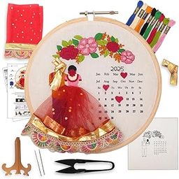 picknMAKE DIY Personalized Wedding Anniversary Embroidery Kit for Beginners, Calendar Hoop Art with 3D Bride & Groom Design, Floral Motifs, and Display Stand – Perfect for Weddings & Anniversaries-picture-31