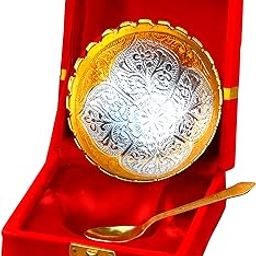 CRAZE CRAFTS Silver & Gold Plated Bowl Set for Gift|Premium Gold & Silver Bowl, Gold Bowl Silver Gold Bowl Set|Premium Wedding Return Gift|Silver & Gold Bowl Set-image-4