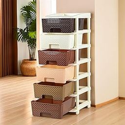 Kuber Industries 6-Layer Plastic Modular Storage Drawer for Home, Kitchen & Office | Large Chest of Drawers Racks for Storage Multipurpose Dress & Toys Organizer for Kids Room | Multi Brown-22