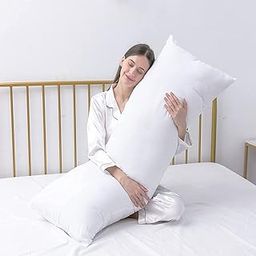Deevine Craft Polyester White Luxury Full Body Pillow Insert - Ultra Soft Body Pillow For Sleeping - Breathable Long Bed Pillow Insert, 20"X54" (Satin Strip) (White)-image-10
